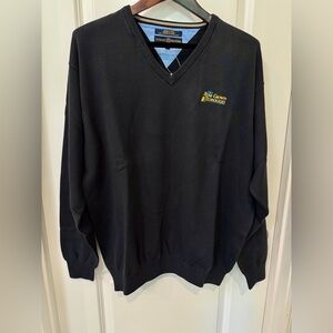 NWT Tommy Hilfiger Golf Black V-Neck Cotton Sweater for Men Size L